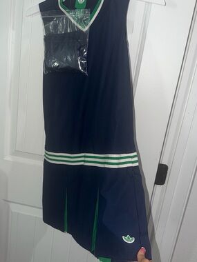 adidas Navy A-Line Tennis Skirt with Green and White Trim